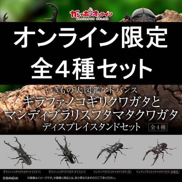 いきもの大図鑑アドバンス ギラファノコギリクワガタとマンディブラリスフタマタクワガタ ガシャポンオンライン版 全4種セット