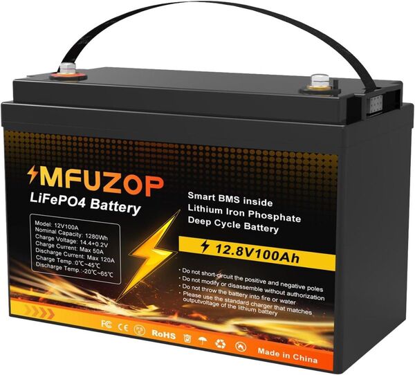 リン酸鉄リチウムイオンバッテリー 12V 100Ah 1280Wh 新品未使用 即日発送