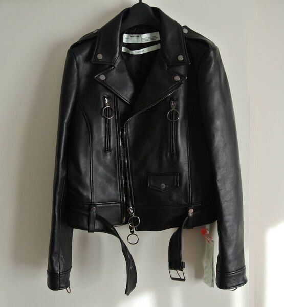 OFF WHITE Diagonal Arrows biker jacket オフホワイト レザー ライダース ジャケット
