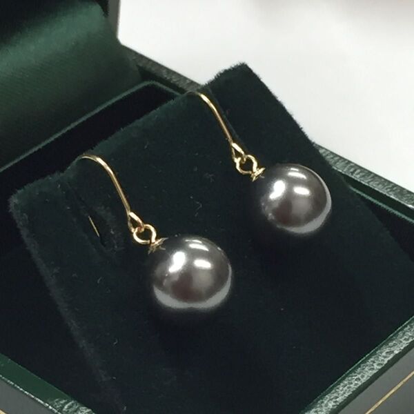 K18 クリスタルパールピアス フックピアス 真珠 18金ピアス 冠婚葬祭
