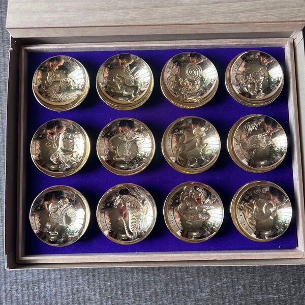 未使用品 十二支金盃 金杯 24K GP 金杯 干支 24KGP 縁起物 コレクション 金メッキ