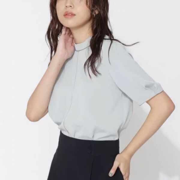 NATURAL BEAUTY BASIC バイカラーブラウス トップス S
