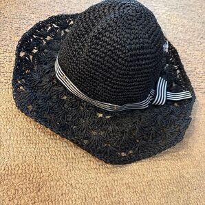 ANNA SUI 麦わら帽子 帽子 ブラック 黒 BLACK