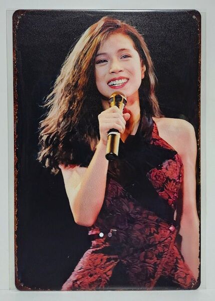 中森明菜 ブリキ看板 黒赤ドレス 笑顔 80年代アイドル 未使用 レア品