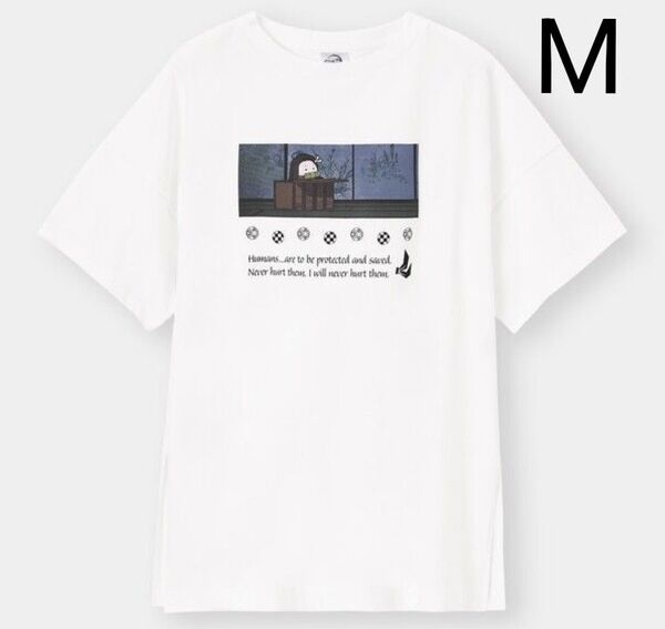 GU ジーユー 鬼滅の刃 レディース 半袖 ビッグ Tシャツ Мサイズ 竈門禰豆子 白 綿100% 新品