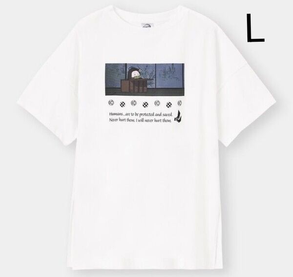 GU ジーユー 鬼滅の刃 レディース 半袖 ビッグ Tシャツ Lサイズ 竈門禰豆子 白 綿100% 新品