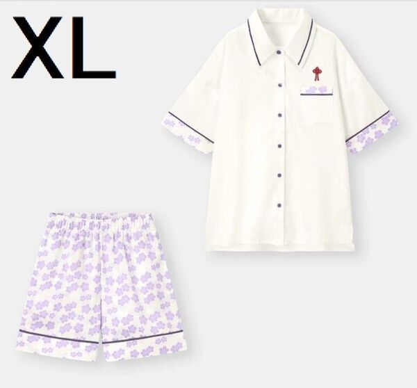 GU 鬼滅の刃 レディース サテンパジャマ ルームウェア XLサイズ オフホワイト 新品