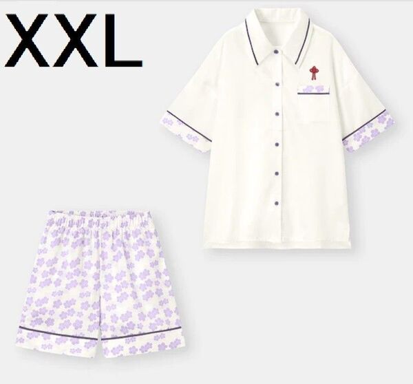 GU 鬼滅の刃 レディース サテンパジャマ ルームウェア XXLサイズ オフホワイト 新品
