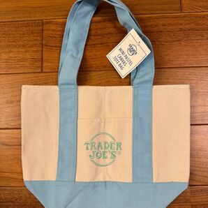 Trader Joe's ミニキャンバストートバッグ パステルブルー未使用