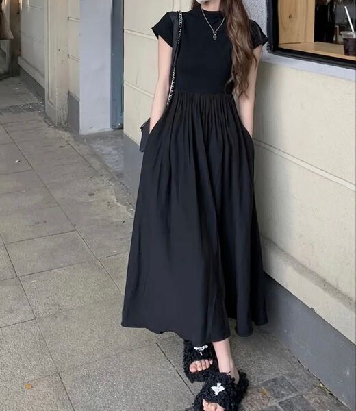 レディース ワンピース ロングスカート ブラック