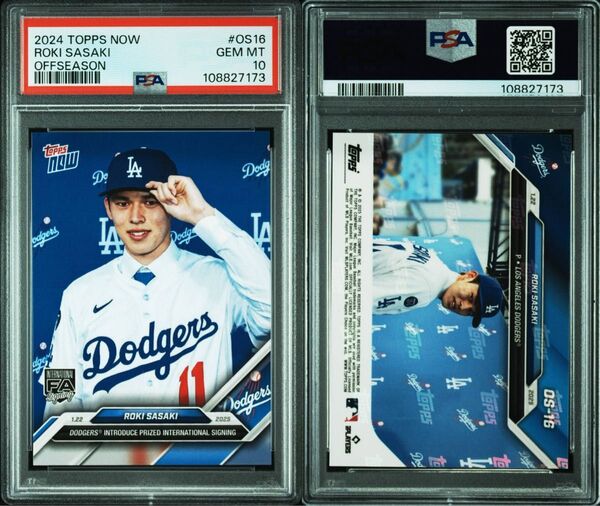 【PSA10】Topps now 2024 佐々木朗希 #OS16 ドジャース入団会見 108827173
