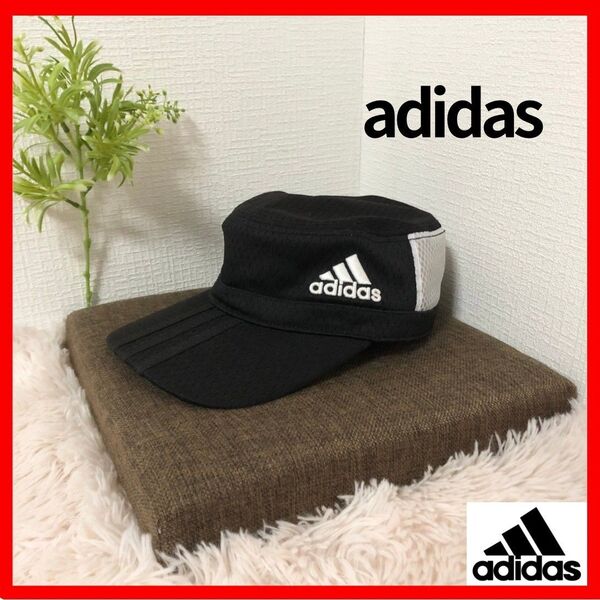 ☆大人気/刺繍ロゴ!【adidas】アディダス メッシュ ワークキャップ キャップ 帽子 ブラック×ホワイト 黒