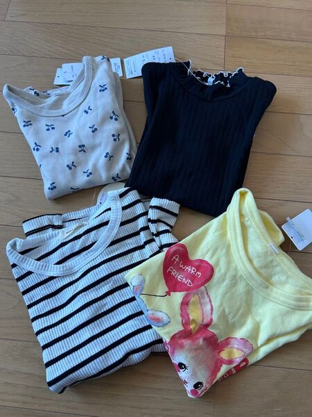110 120 新品タグ付き 半袖 Tシャツ 長袖 トップス 女の子 フリル 子供服