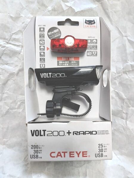 キャットアイ LEDヘッドライト&テールライトセット VOLT200+RAPID mini SET USB充電式