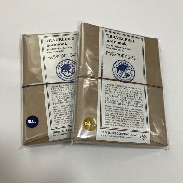 値下げ不可!2冊 TRAVELER'S notebook トラベラーズノート パスポートサイズ ブルー キャメル 新品未開封