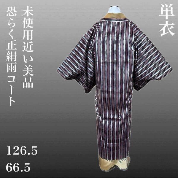 恐らく正絹 雨コート 未使用近い 美品 単衣 塵よけ 道行 ロング