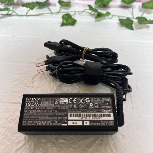 SONY ソニー ACアダプター ★VGP-AC19V39 19.5V 2A 動作確認済み ノートパソコンアダプタ