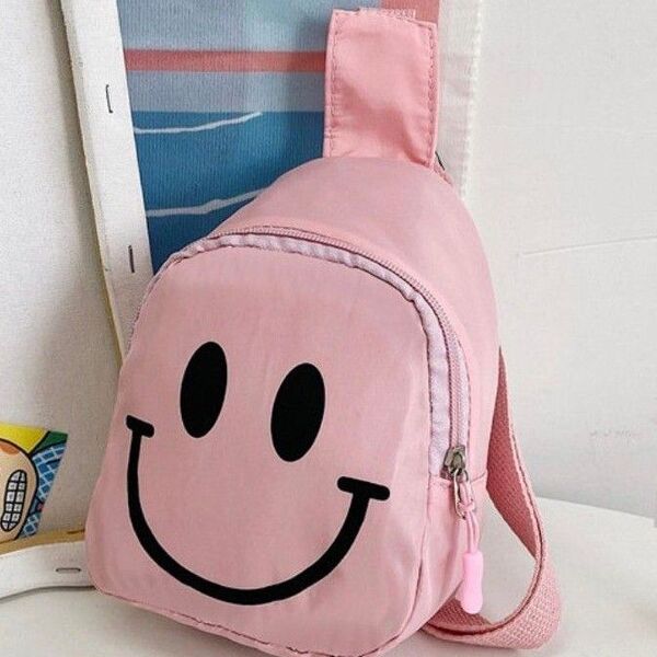 ボディバッグ キッズ スマイル 桃色 ショルダー 男の子 女の子 子供 斜めがけ