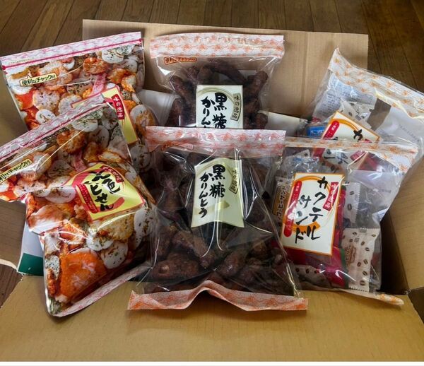 黒糖かりんとう、海鮮7色エビせん、カクテルサンド各2袋3種高級味の逸品大袋特売!