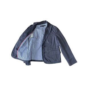 MARC BY MARCJACOBS フォーマルテーラードジャケットグレー 灰色 コットン 細いストライプ マリン風