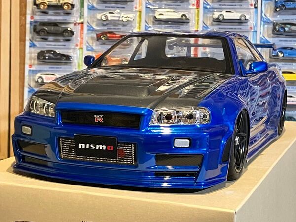 タミヤラジコン日産スカイラインGT-R R34 塗装済 スペアボディメタリックブルー