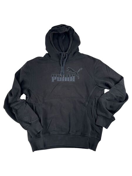 USED PUMA プルオーバーロゴパーカー スウェット フーディ プーマ ブラック メンズM スポーツウェア 古着