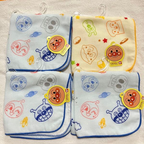 ナストーコーポレーション ハンドタオル×4枚〈アンパンマンチーム×1枚/ばいきんまんチーム×3枚〉約25×25cm 日本製