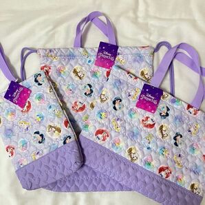 ディズニープリンセス 3点セット〈キルトシューズバック43439/キルトレッスンバッグ43438/キルトナップサック43440〉