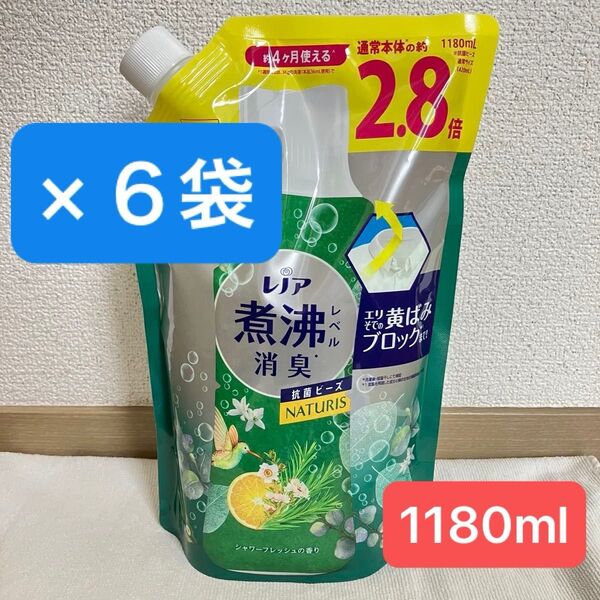 P&G レノア煮沸レベル 消臭抗菌ビーズ ナチュリスシャワーフレッシュ 詰替 超特大 1180ml×6袋