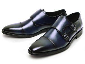 新品■25cm 機能性 ビジネスシューズ デザイン豊富 メンズ 幅広 防滑 アンティーク 革靴 紳士靴 Wモンクストラップ レースアップ