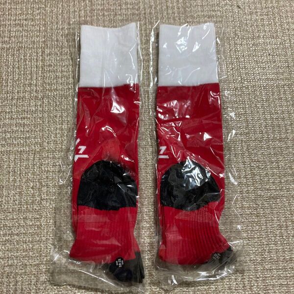 【新品】サッカー ソックス 赤 19-21㎝ 2足セット 靴下