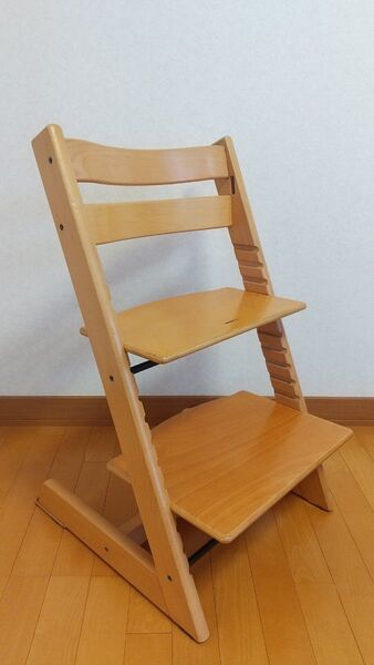 【北欧】STOKKE TRIPP TRAPP トリップトラップ ナチュラル ベビーチェア シリアルナンバー3 足カバー付き