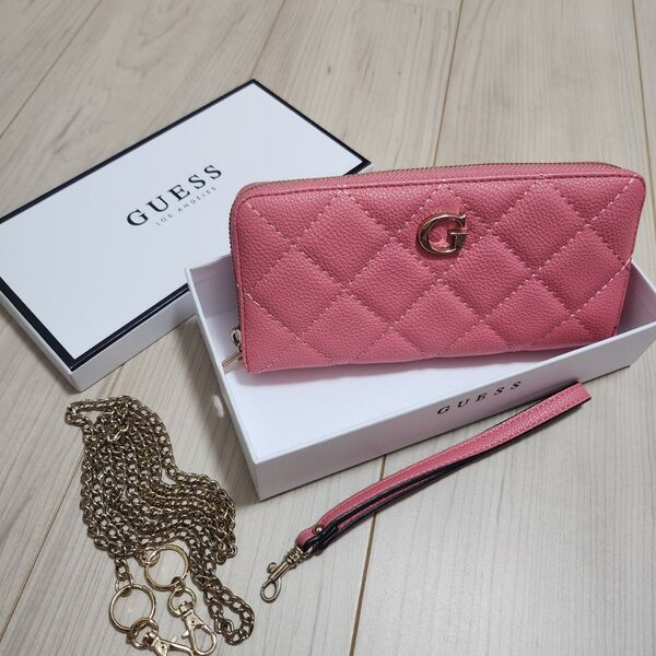 GUESS ショルダーウォレット ピンク お財布