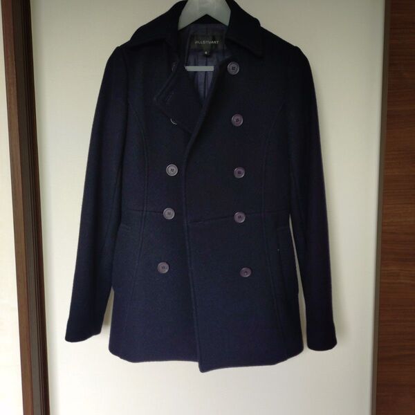 JILL STUART ネイビー ダブルブレストピーコート S