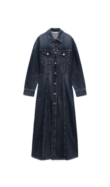 ZARA デニムワンピース ロングワンピース インディゴブルー M