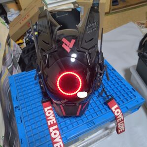 サイバーパンク風 LEDマスク フル フェーススマスク ミラーマスク 発光機能あり