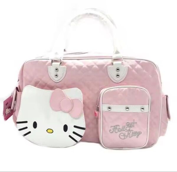 【新品】ハローキティ キルティングボストンバッグ ピンク 大容量 通学 通勤 旅行 スクールバッグ