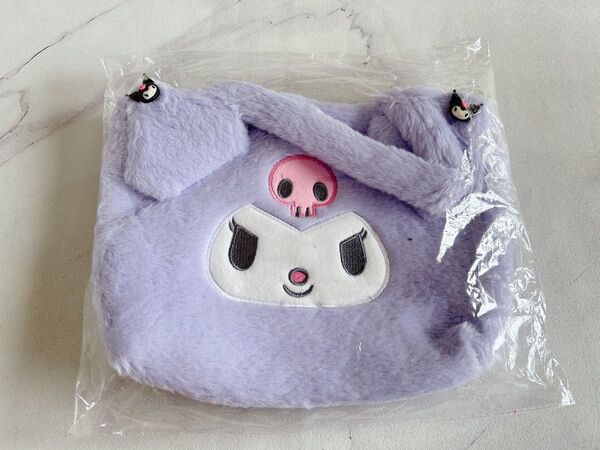 ふわもこ クロミ風バッグ パープル 小さめトート ポーチ風