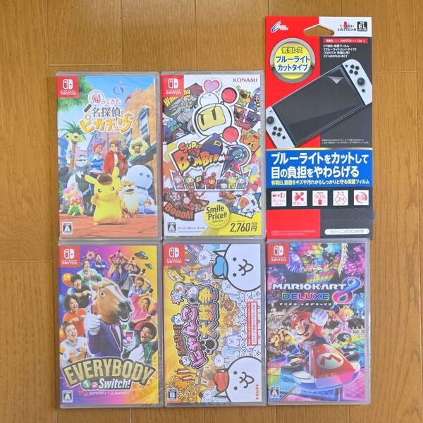 任天堂Switch用ソフト まとめ売り!マリオカート8デラックス・スーパーボンバーマンR 等の5個セット!