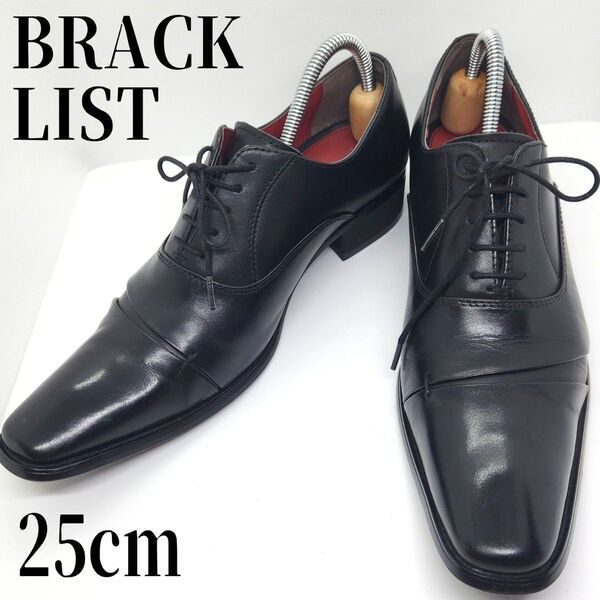 BLACK LIST ビジネスシューズ ストレートチップ ブラック 25cm 革靴 レザーシューズ 本革 ドレスシューズ