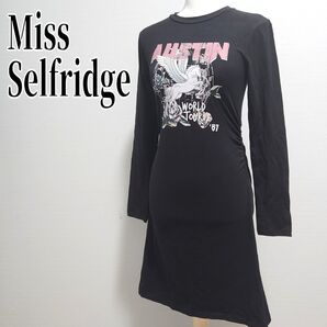 Miss Selfridge ミスセルフリッジ Tシャツ ワンピース ブラック