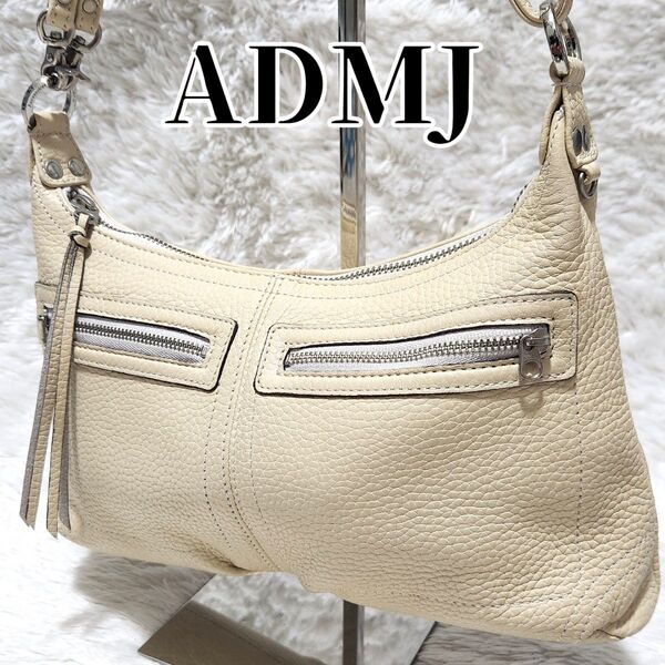 ADMJ シボ革 レザー 3way ショルダーバッグ 斜め掛け タッセル 肩掛け
