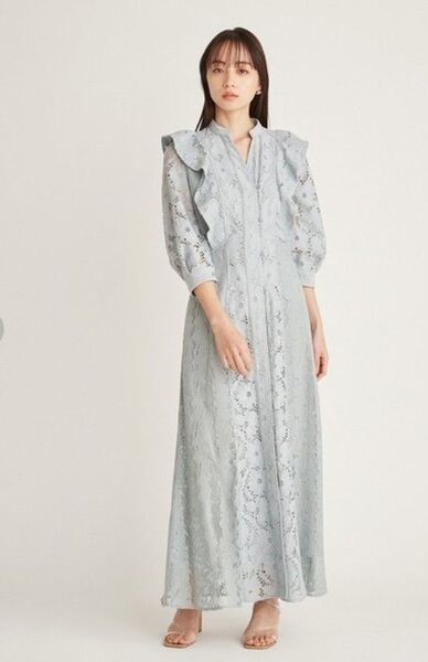 SNIDEL スナイデル レースフロントボタンフリルワンピース SIZE:1 ロングワンピース