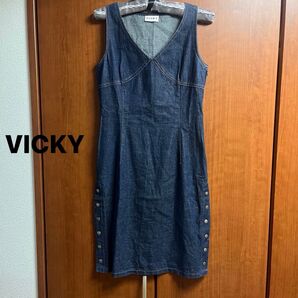 VICKY ノースリーブワンピース ネイビー ミニワンピース デニム