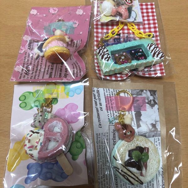 ハンドメイド 作家 樹脂粘土 フェイクスイーツ ネコ リス パンダ パンケーキ アイスサンド どら焼き クッキー 和菓子