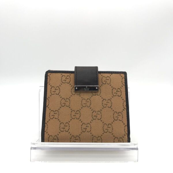 オールドグッチ グッチ財布 グッチ二つ折り財布 グッチレザー グッチキャンバス GUCCI GGキャンバス