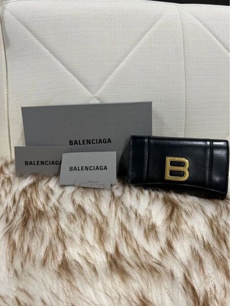 BALENCIAGA 二つ折り財布 ブラック レザー
