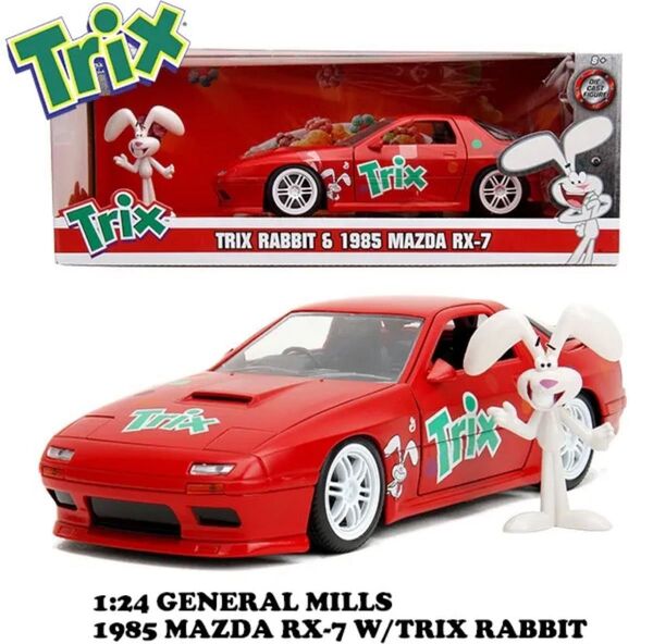 1/24 Mazda RX-7 & Trix Rabbit フィギュア ジェネラルミルズ トリックス ミニカー フィギュア