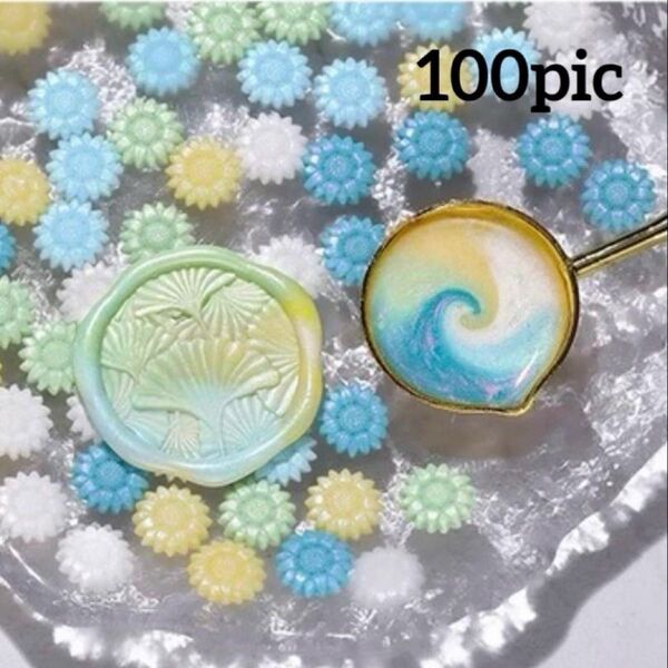 シーリングスタンプ シーリングワックス グリーン ブルー イエロー ホワイト グラデーション 光沢 華やか 多色