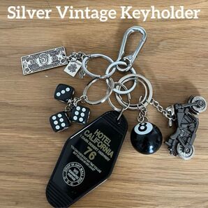 キーリング キーホルダー フェザー アメカジ ヴィンテージ 古着 バイカー イーグル カラビナ 8ボール ダイス シルバー